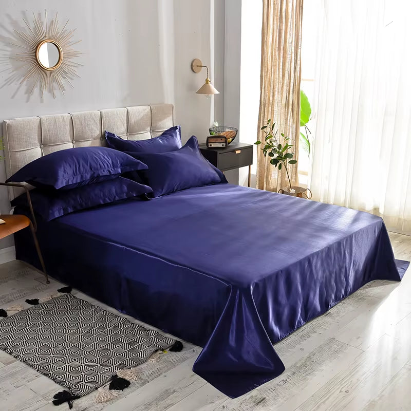 High End Satin Sheets, Soft and Comfortable Solid Color Sheets, Luxurious Single and Twin Bed Sheets Set