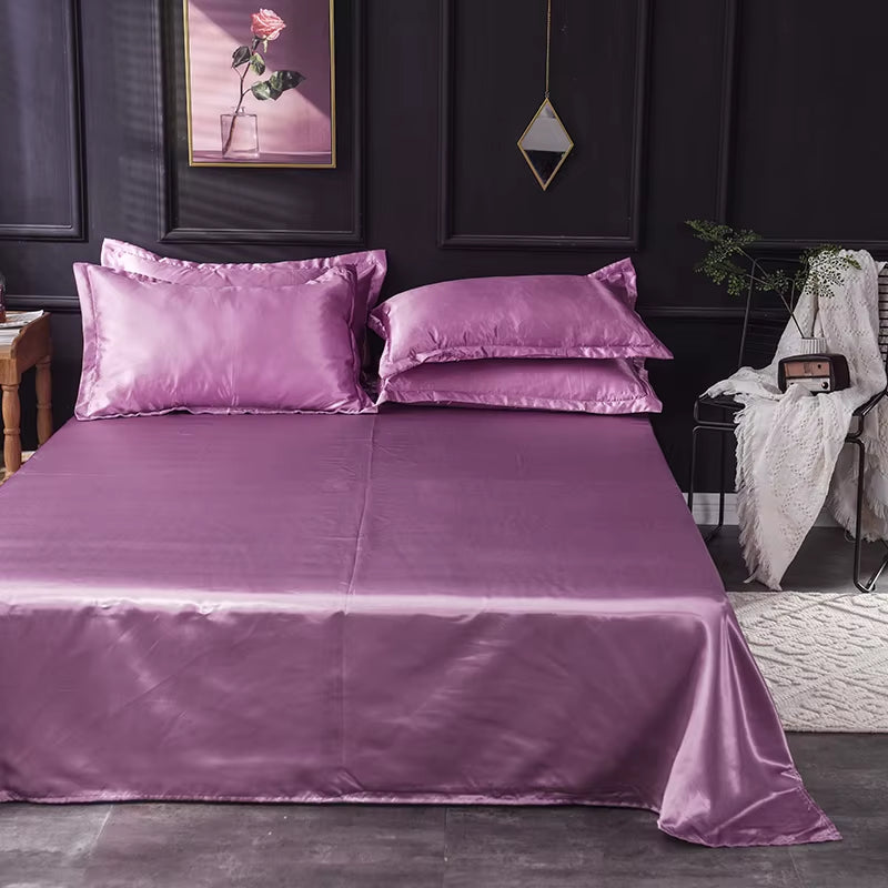 High End Satin Sheets, Soft and Comfortable Solid Color Sheets, Luxurious Single and Twin Bed Sheets Set