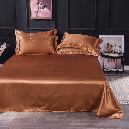 High End Satin Sheets, Soft and Comfortable Solid Color Sheets, Luxurious Single and Twin Bed Sheets Set