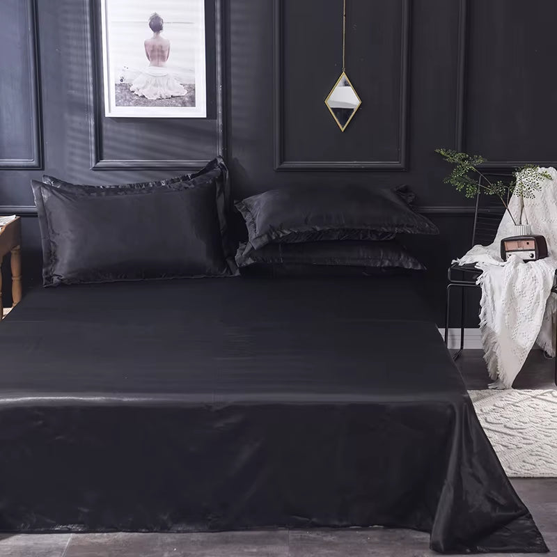 High End Satin Sheets, Soft and Comfortable Solid Color Sheets, Luxurious Single and Twin Bed Sheets Set