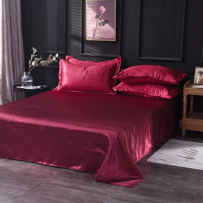 High End Satin Sheets, Soft and Comfortable Solid Color Sheets, Luxurious Single and Twin Bed Sheets Set