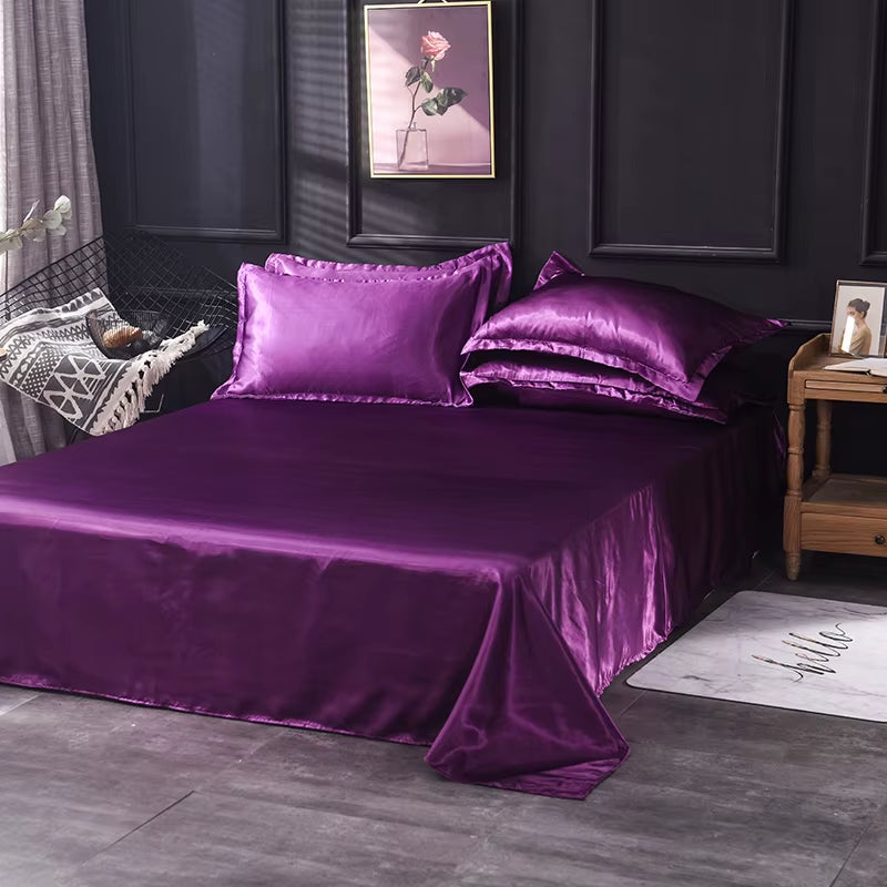 High End Satin Sheets, Soft and Comfortable Solid Color Sheets, Luxurious Single and Twin Bed Sheets Set