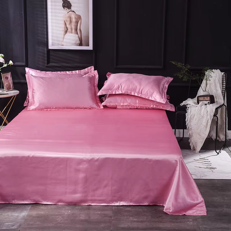 High End Satin Sheets, Soft and Comfortable Solid Color Sheets, Luxurious Single and Twin Bed Sheets Set