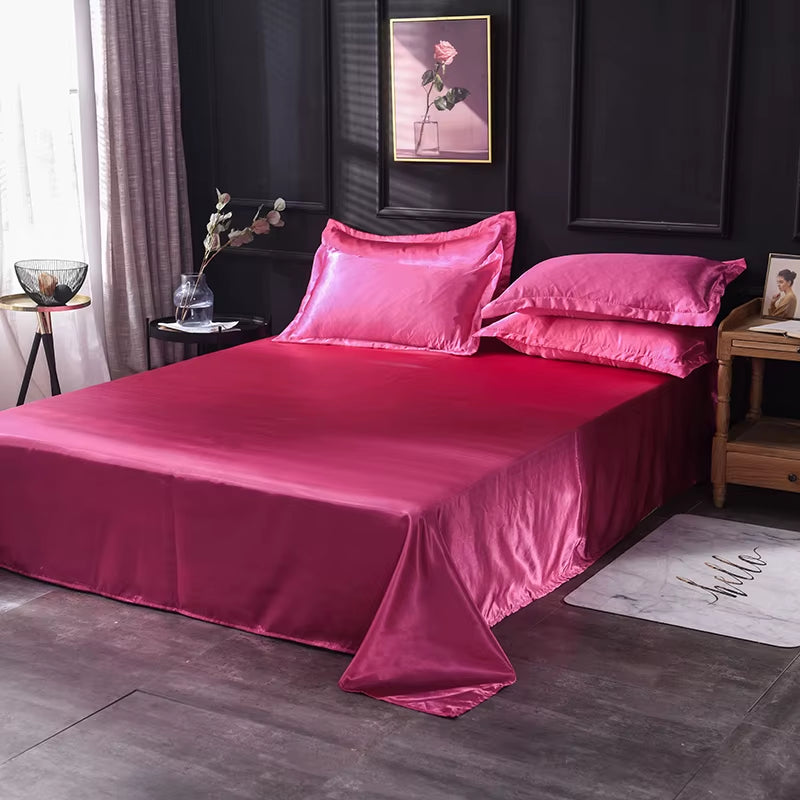 High End Satin Sheets, Soft and Comfortable Solid Color Sheets, Luxurious Single and Twin Bed Sheets Set