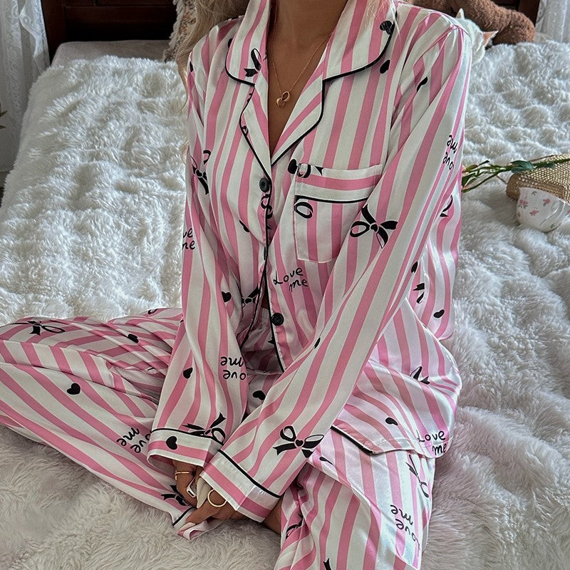 Womens Ladies Satin Nightwear Pyjamas 2Pcs Set Silk PJS Long Sleeve Sleepwear