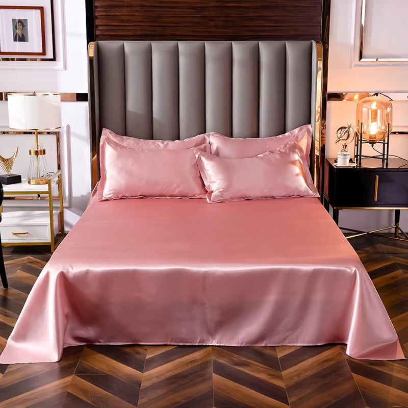High End Satin Sheets, Soft and Comfortable Solid Color Sheets, Luxurious Single and Twin Bed Sheets Set