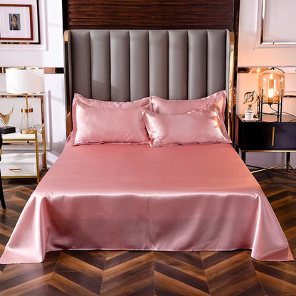 High End Satin Sheets, Soft and Comfortable Solid Color Sheets, Luxurious Single and Twin Bed Sheets Set
