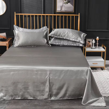 High End Satin Sheets, Soft and Comfortable Solid Color Sheets, Luxurious Single and Twin Bed Sheets Set
