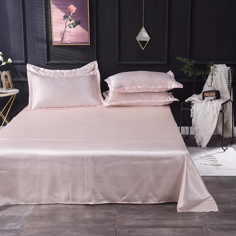 High End Satin Sheets, Soft and Comfortable Solid Color Sheets, Luxurious Single and Twin Bed Sheets Set