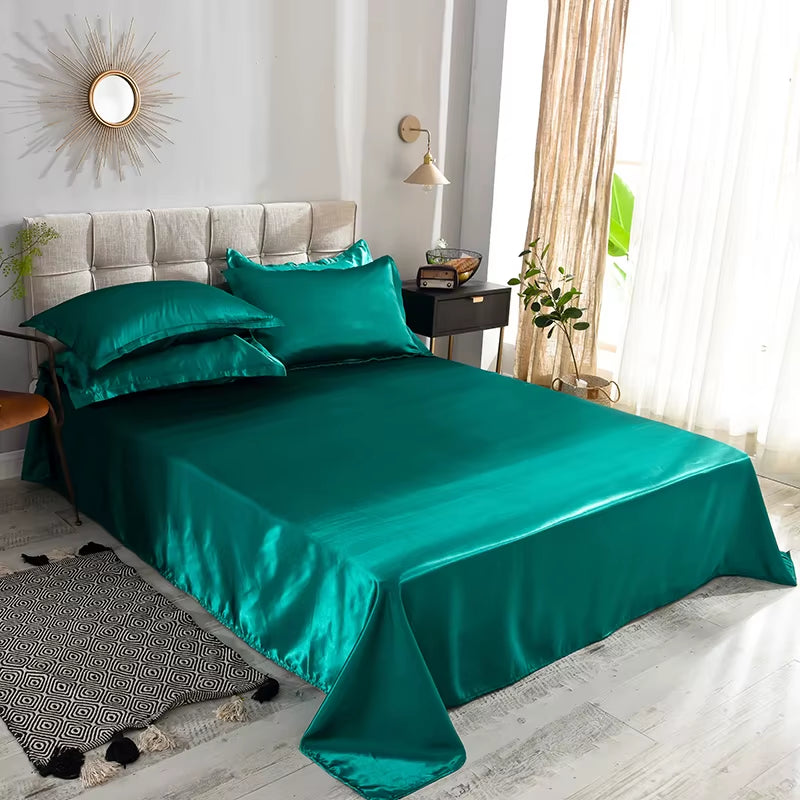 High End Satin Sheets, Soft and Comfortable Solid Color Sheets, Luxurious Single and Twin Bed Sheets Set