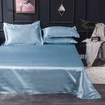 High End Satin Sheets, Soft and Comfortable Solid Color Sheets, Luxurious Single and Twin Bed Sheets Set
