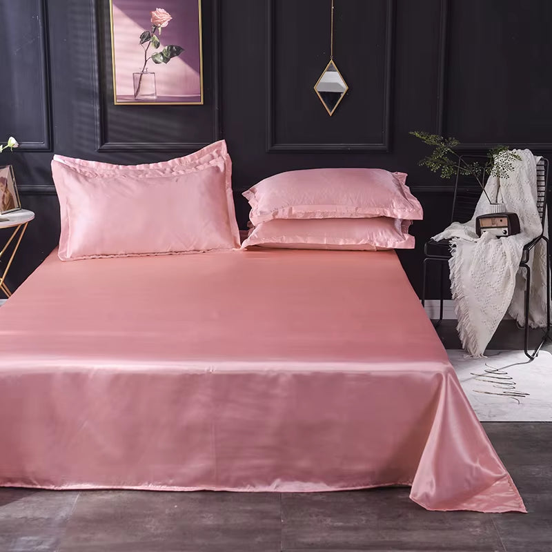 High End Satin Sheets, Soft and Comfortable Solid Color Sheets, Luxurious Single and Twin Bed Sheets Set